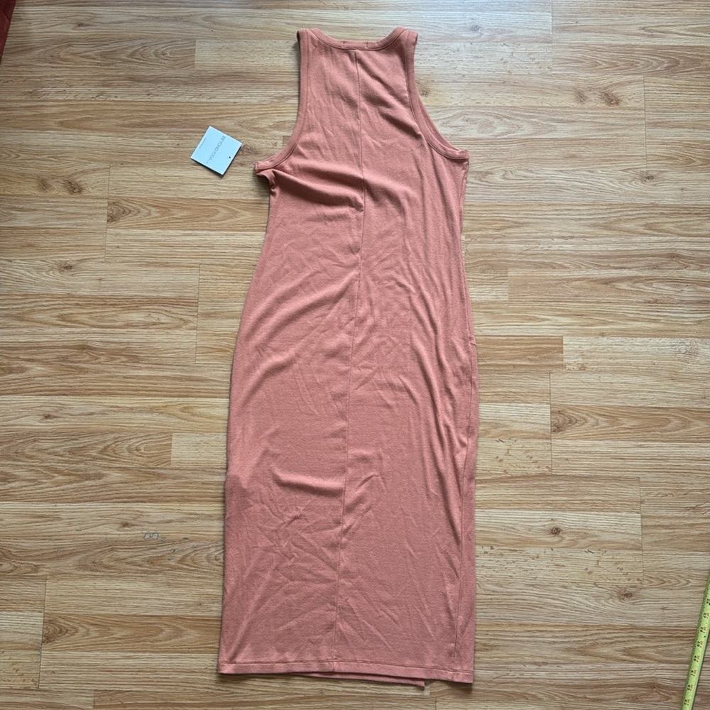 Beyond Yoga Sleeveless Midi Dress in Terracotta Peach - Picture 3 of 11